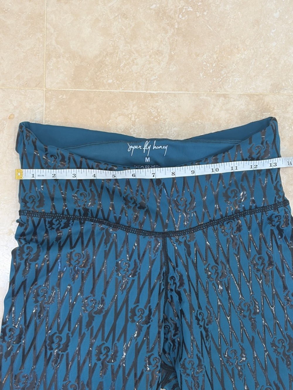 Teal Patterned Leggings - Unknown Brand - Picture 7 of 9